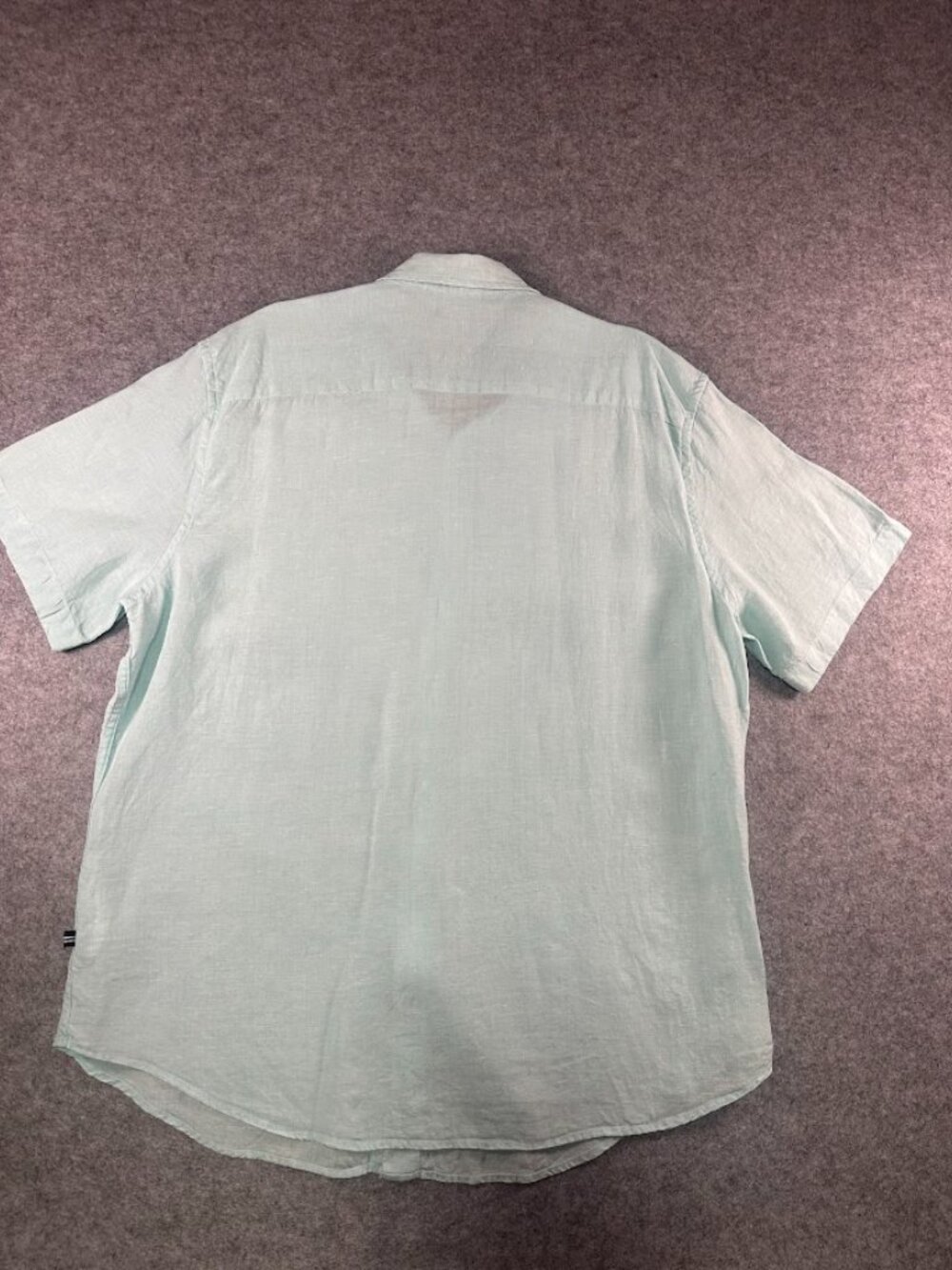 Nautica Men’s XL 100% Linen Seawater Blue Short Sleeve Button Down Shirt - Picture 7 of 9